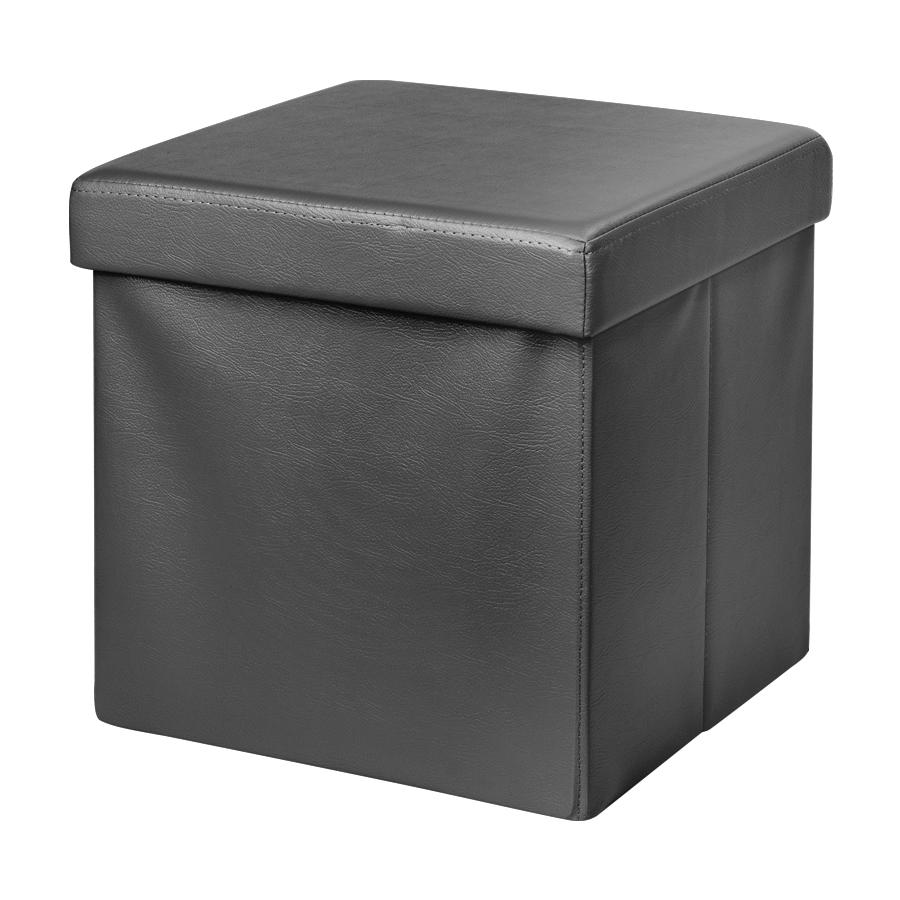 Black Collapsible Ottoman with the Lid on