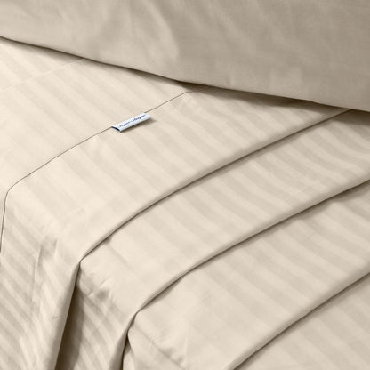 Damask Stripes on the Beige Cotton Sheets