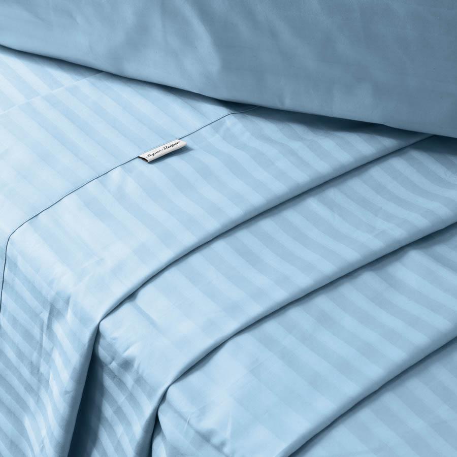 Damask Stripes on a Light Blue Cotton Sheet