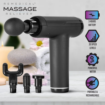 Remedical® Deep Tissue Percussive Massage Therapy Gun With 4 Attachments!