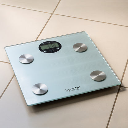 Smart scale on a tiled floor