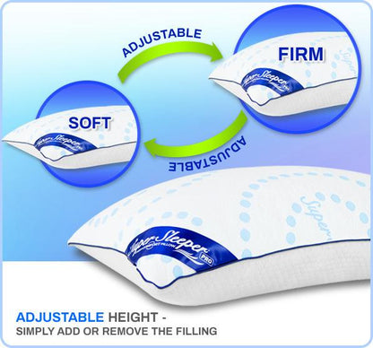Super Sleeper Adjustable Pillow With Cooling Technology - BUY 1 GET 1 FREE! PLUS 120 Nights Sleep Guarantee!